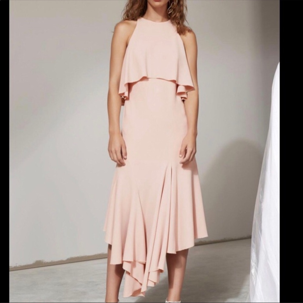 Cmeo Collective Divergent Midi Dress in Blush Pink